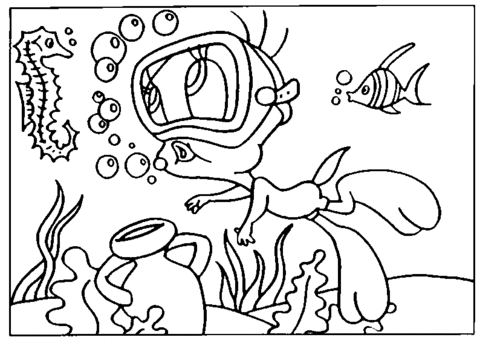 Tweety Is Under The Sea Coloring Page